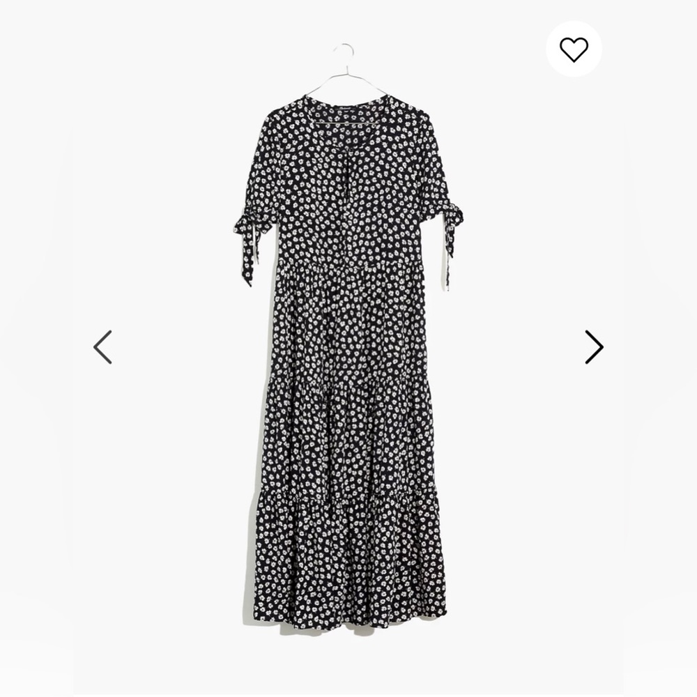 NWT Madewell Tie-Sleeve Tiered Midi Dress in Woodcut Flowers - Picture 4 of 8